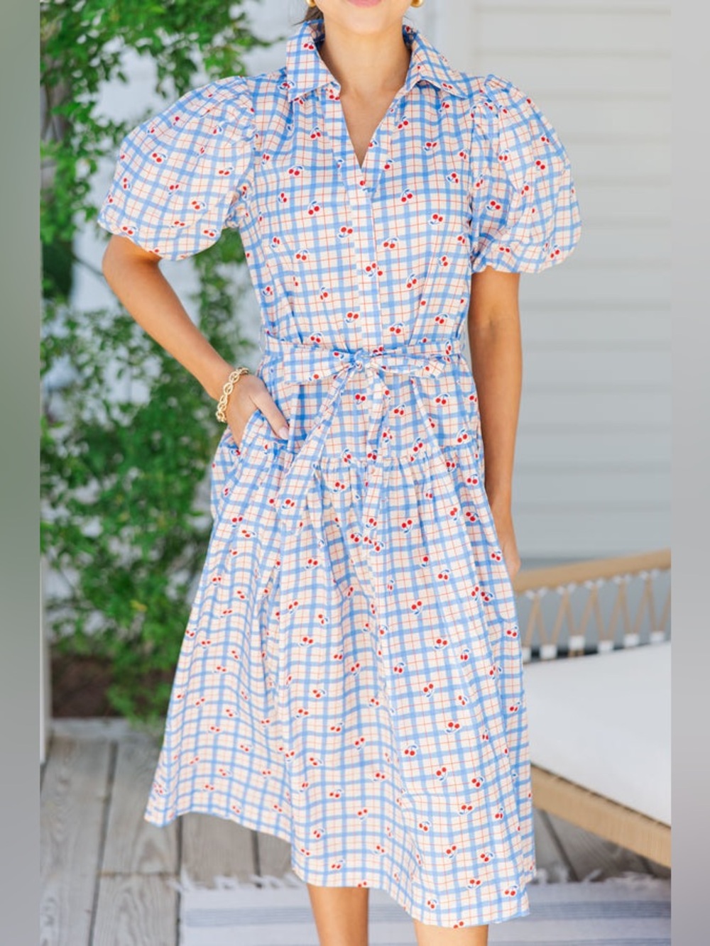 Pinch: Feeling Cheery Blue Checkered Midi Dress